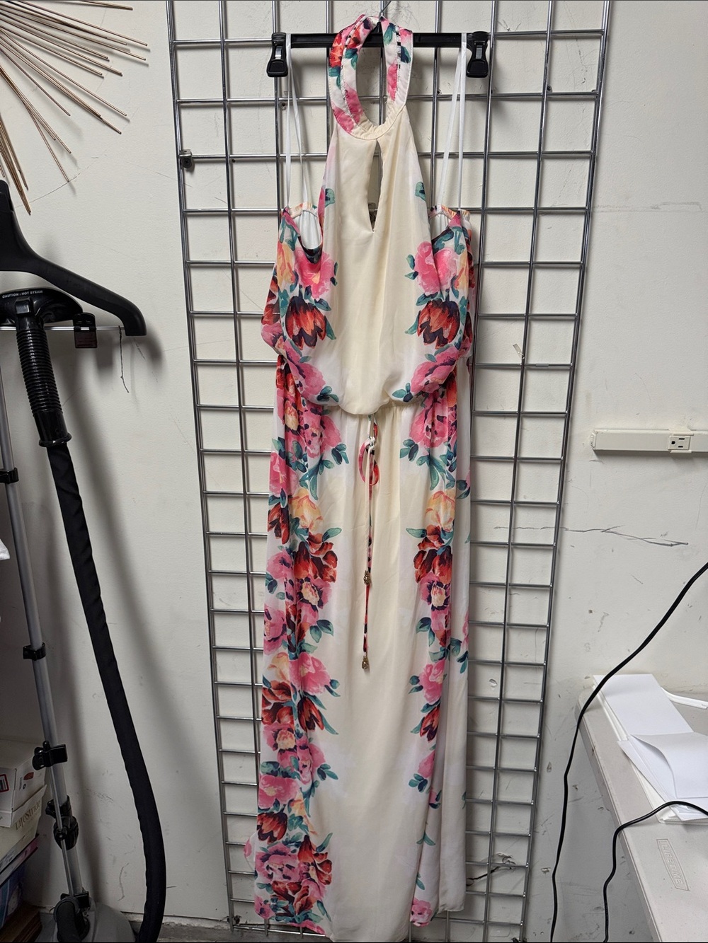 City Studio Cream Maxi Dress with Pink Floral Print